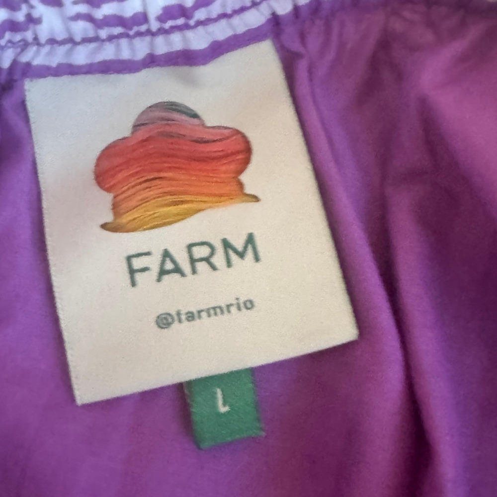 Farm Rio Purple White Tapestry One Shoulder Tiered Maxi Dress L Boho EUC - Picture 6 of 8